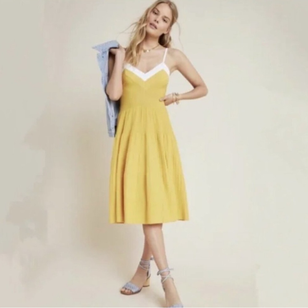 Anthropologie Eva Franco Jolie Knit dress, yellow, fit-and-flare, summer perfect